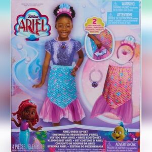 Disney Junior Ariel 2-in-1 Dress Up Set for Pretend Play, Sizes 4-6X, 4-Pieces,